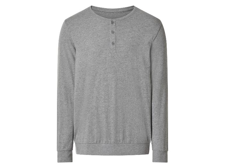 T-shirt Henley gris à manches longues pour homme.