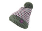 Un bonnet en tricot vert avec un pompon.