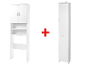 Meuble de rangement blanc pour toilettes et armoire haute de salle de bain