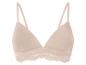 Soutien-gorge bralette beige avec bordure en dentelle.