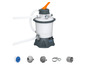 Filtre de piscine Bestway avec tuyau, buses et accessoires.