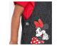 Salopette en jean noir et t-shirt rouge, motif Minnie.