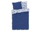 Parure de lit bleu marine à fleurs blanches