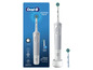 Un kit de démarrage de brosse à dents électrique Oral-B avec une tête de brosse supplémentaire.