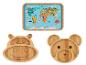 Plateau et assiettes en bambou pour enfants : thème monde et animaux.