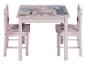 Table et deux chaises roses pour enfants avec motif animaux de la forêt