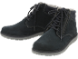 Bottes d'hiver en daim bleu foncé pour hommes avec lacets et fermeture éclair.