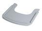Un support pour ordinateur portable gris et rond.