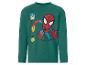 T-shirt vert à manches longues avec imprimé Spider-Man et masques de super-héros.