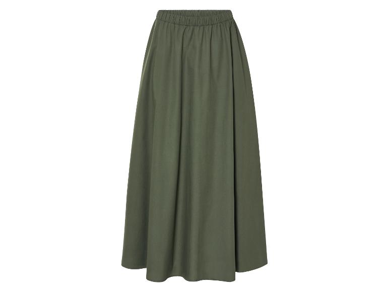 Longue jupe vert olive à taille élastique.