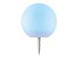 Lampe sphérique bleue à piquet pour extérieur.