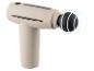 Pistolet de massage musculaire beige avec embout noir.
