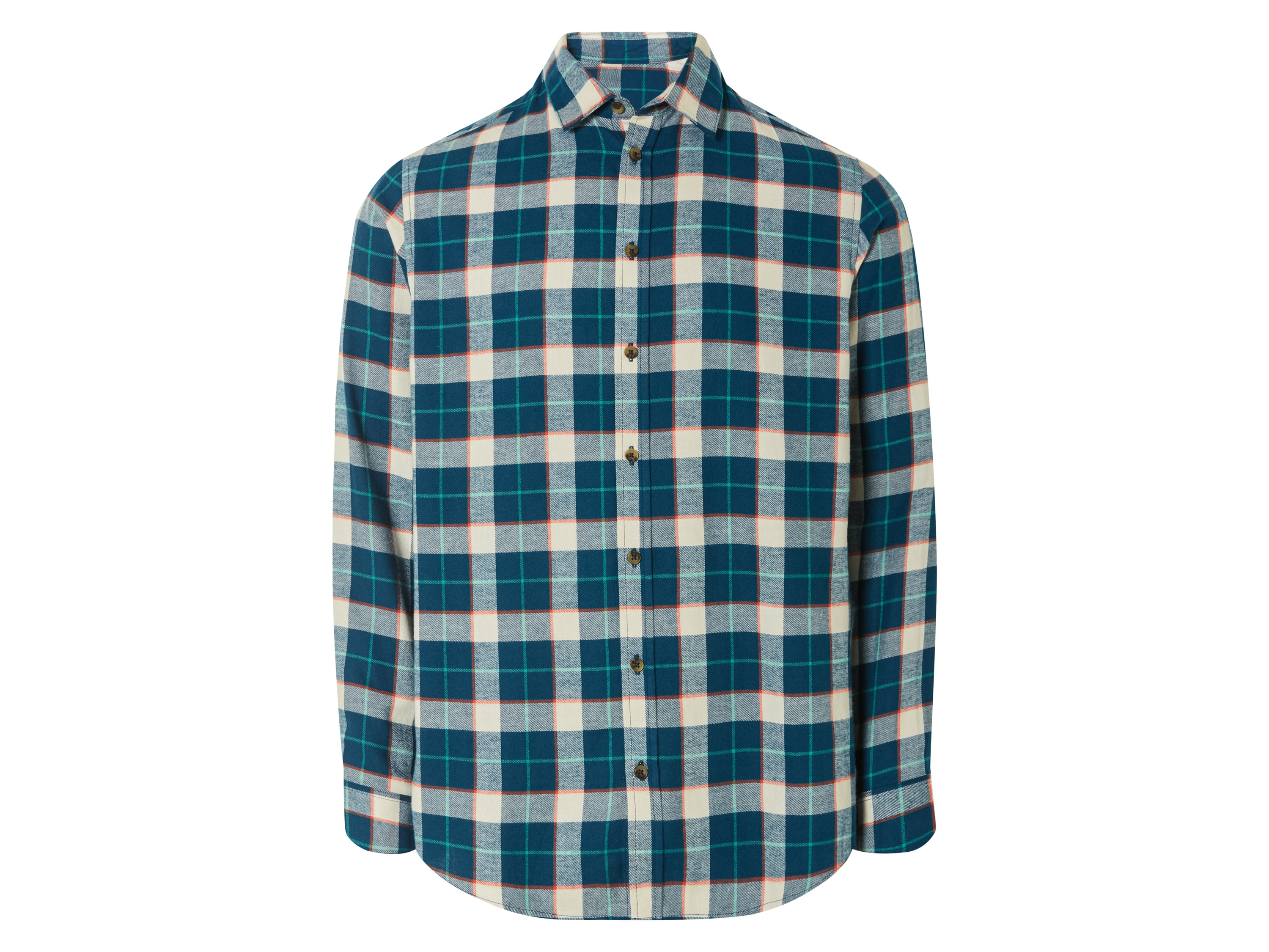 LIVERGY® Chemise en flanelle homme (M, Carreaux/bleu/blanc/orange)