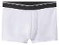 Boxers blancs pour homme avec bande élastique noire et rayures blanches.