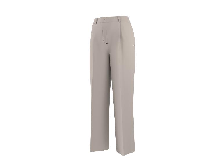 Pantalon beige à jambes larges avec plis.