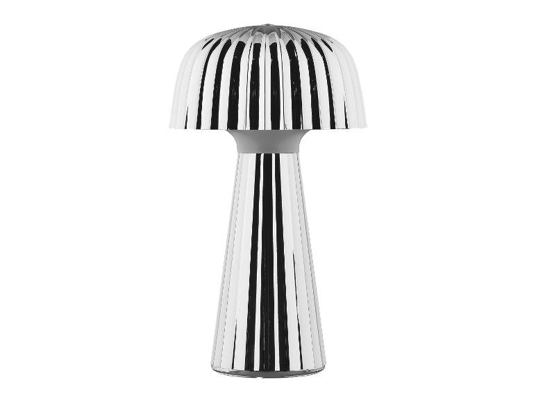 Lampe de table moderne au fini chromé.