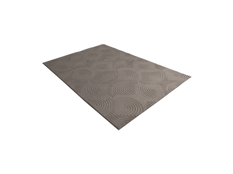 Tapis gris à motif géométrique, style moderne.