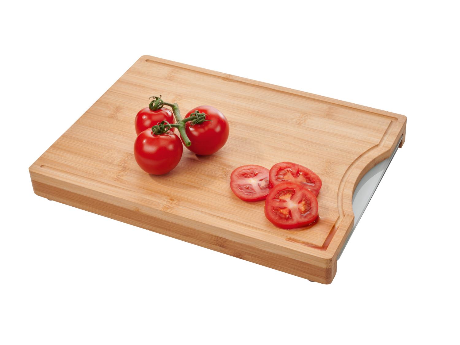 Planche à découper avec balance en verre amovible et b…