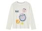 T-shirt blanc à manches longues avec l'impression 'Smiley World' et des smileys.