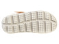 La semelle d'une chaussure beige avec un motif à carreaux.