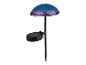 Lampe solaire en forme de champignon, tons violets et bleus.