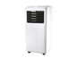 Un climatiseur mobile blanc avec une grille noire.