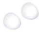 Deux œufs blancs sur fond blanc.