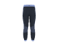 Legging de sport noir et bleu avec motifs texturés et taille élastique.