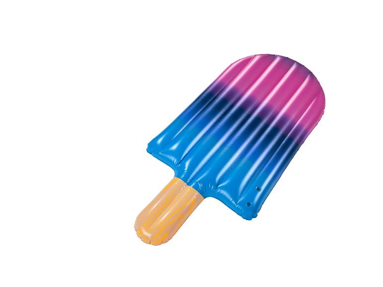 Matelas gonflable géant en forme de popsicle bleu et rose pour l'été.