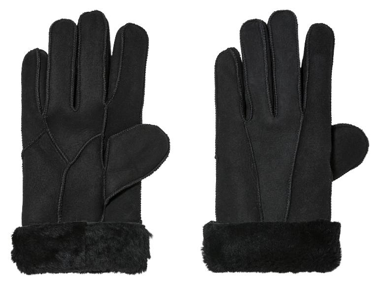 Une paire de gants en cuir noir avec une bordure en fourrure.