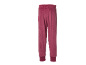 Pantalon en polaire rose avec poignets élastiques.