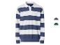 Polo à manches longues rayé bleu et blanc avec col blanc et boutons