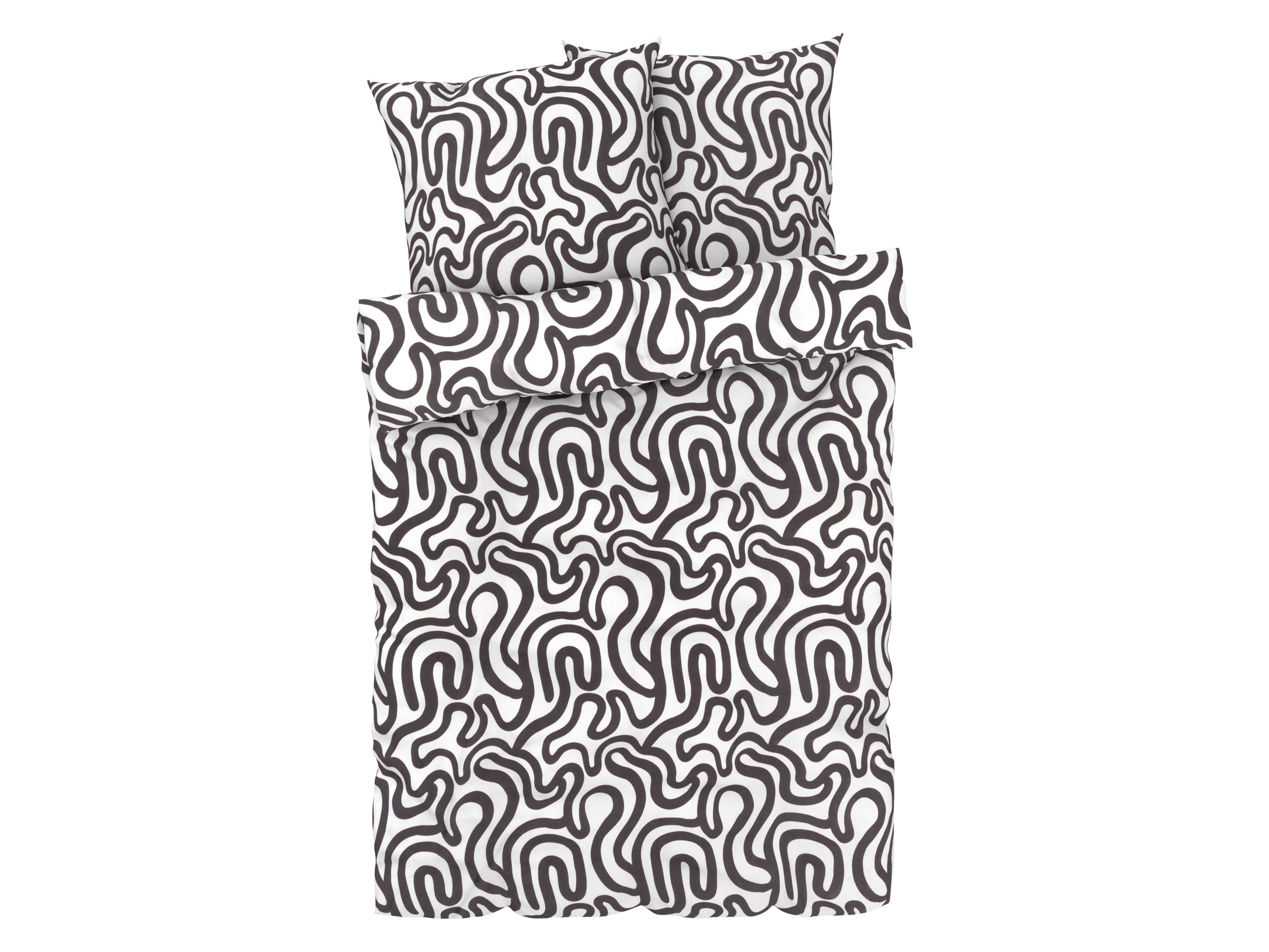 LIVARNO home Parure de lit en satin microfibre, 260 x 240 cm (Motif noir/blanc)