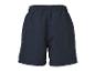Short de sport bleu foncé avec taille élastique.