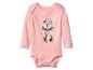 Body bébé rose à manches longues avec imprimé Minnie Mouse et motif floral