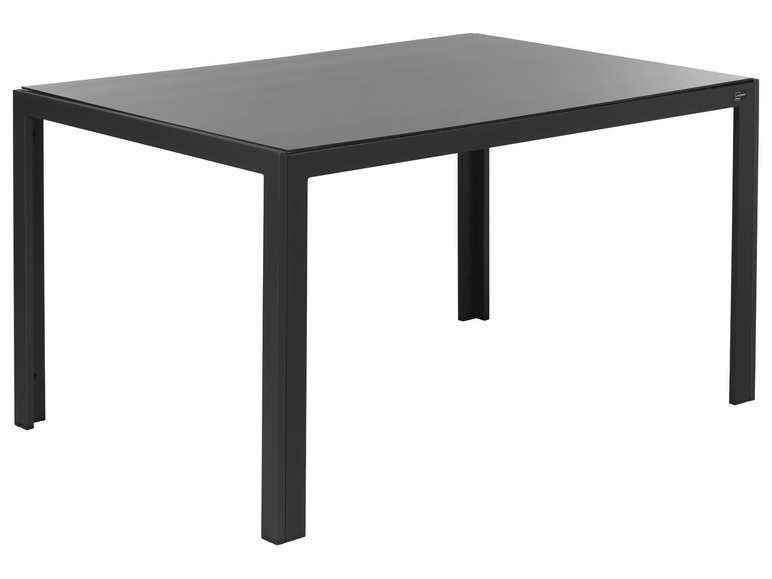 Table à manger noire avec plateau en verre