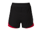 Shorts de sport noirs avec des détails rouges.