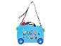 Valise à roulettes bleue pour enfants avec personnages de dessins animés et texte « Cool Adventures »