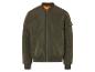 Une veste bomber verte à fermeture éclair.