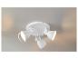 Un luminaire blanc au plafond avec trois lampes orientables.