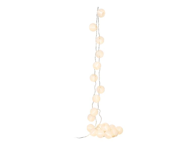 Guirlande lumineuse avec ampoules boules style papier, idéale pour décorations festives.