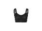 Un soutien-gorge de sport noir avec des bretelles larges.