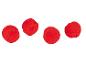 Quatre pompons en fourrure rouge.