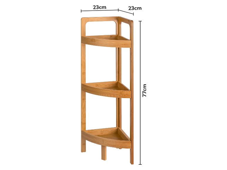 Étagère d'angle 3 niveaux en bambou, 23cm x 23cm x 77cm