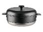 Casserole et cuit-vapeur Crivit : design noir et acier inoxydable.