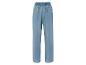 Pantalon large en denim bleu clair, style décontracté.