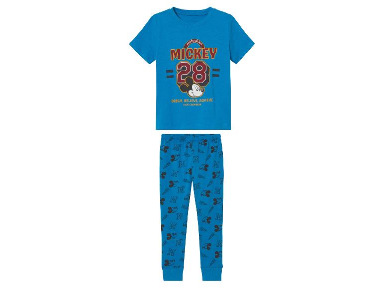 Pyjama enfant Mickey Mouse : t-shirt et legging bleu avec motifs Mickey.