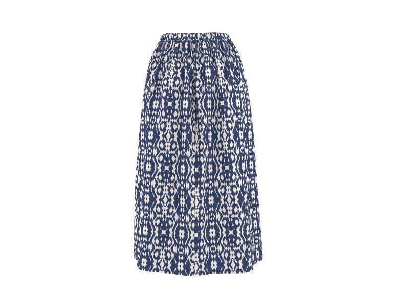 Jupe longue à motifs bleus et blancs avec taille élastiquée