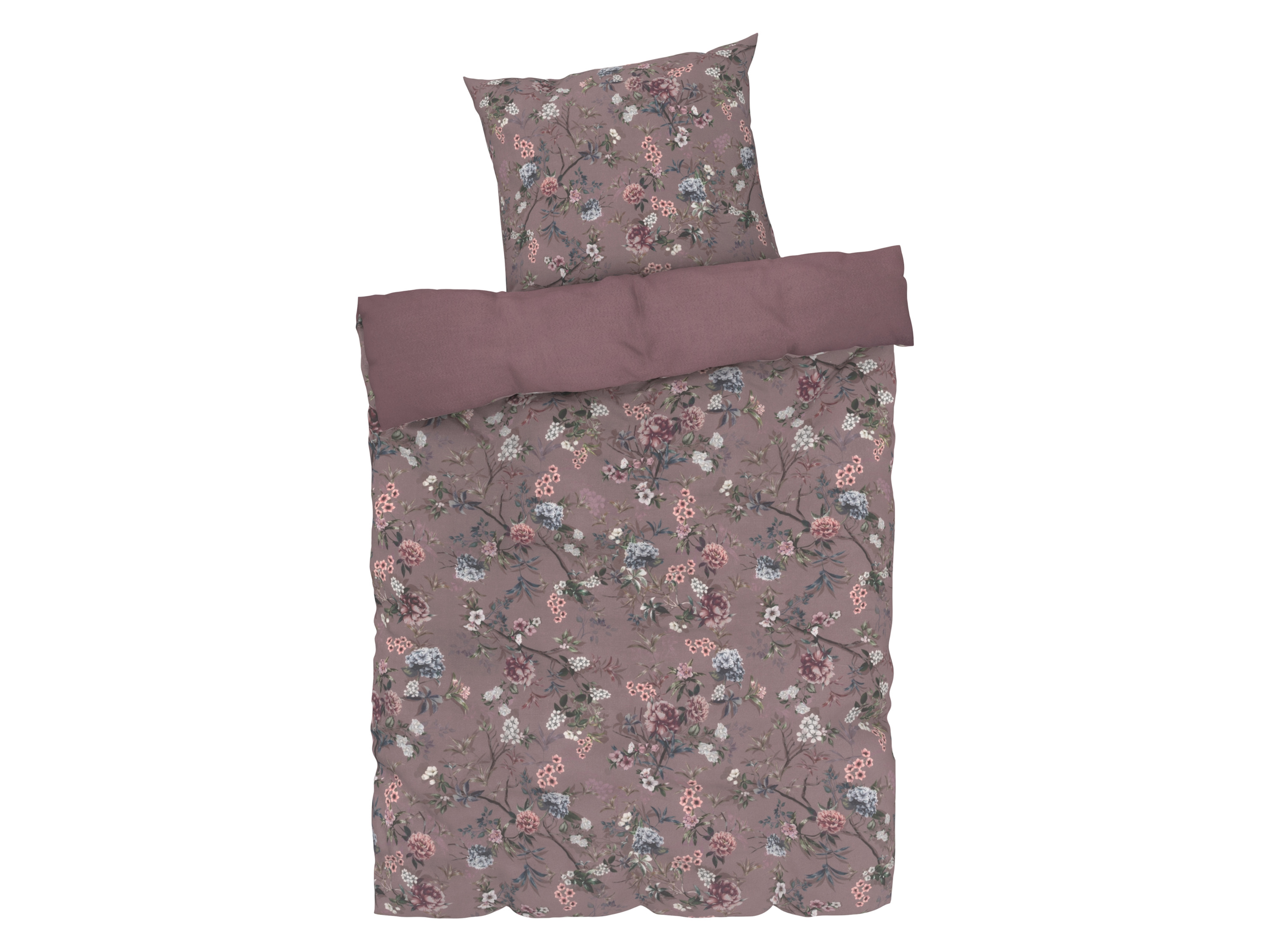 LIVARNO home Parure de lit réversible en satin microfibre, 140 x 200 cm (rose foncé)