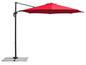 Un parasol rouge avec un bras noir ajustable